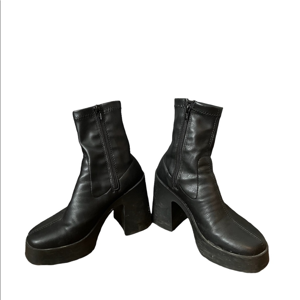 Faux leather platform boots